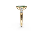 5 Stone Engagement Ring Setting for Fancy Green Marquise Center with Graduated Accents and Prong Head in Yellow Gold