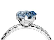 Solitaire Engagement Ring Setting for Fancy Blue Heart-Shaped Center with Large Accents and Prong Head in Platinum