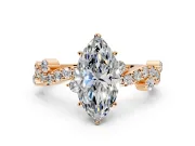 Solitaire Engagement Ring Setting for Marquise Center with Bar-Station Pave Twist and Prong Head in Rose Gold