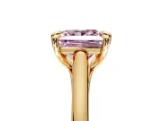 Solitaire Engagement Ring Setting for Fancy Pink Princess Cut Center with Cathedral Band and Prong Head in Yellow Gold