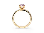 Solitaire Engagement Ring Setting for Fancy Pink Pear-Shaped Center with Micro Pave Band and Prong Head in Yellow Gold