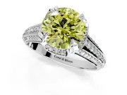 Solitaire Engagement Ring Setting for Fancy Yellow Round Cut Center with Accented Split Shank and Prong Head in Sterling Silver