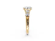 5 Stone Engagement Ring Setting for Oval Center with Graduated Accents and Prong Head in Yellow Gold