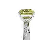 Side Accent Engagement Ring Setting for Fancy Yellow Asscher Cut Center with Accent Shoulders and Prong Head in White Gold