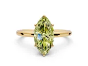 Hidden Halo Engagement Ring Setting for Fancy Yellow Marquise Center with Thin Rounded Band and Prong Head in Yellow Gold