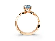 Solitaire Engagement Ring Setting for Fancy Blue Oval Center with Pave and Plain Crossover Band and Prong Head in Rose Gold