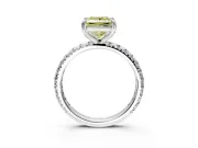 Solitaire Engagement Ring Setting for Fancy Yellow Princess Cut Center with Shared-Prong Accents and Prong Head in Platinum