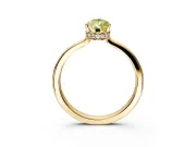 Hidden Halo Engagement Ring Setting for Fancy Yellow Pear-Shaped Center with Wide Flat Plain Band and Prong Head in Yellow Gold
