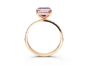 Solitaire Engagement Ring Setting for Fancy Pink Asscher Cut Center with Pave Accents and Prong Head in Rose Gold