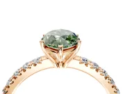 Solitaire Engagement Ring Setting for Fancy Green Marquise Center with Large Accent Band and Prong Head in Rose Gold