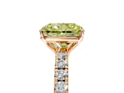 Solitaire Engagement Ring Setting for Fancy Yellow Radiant Cut Center with Large Accent Band and Prong Head in Rose Gold