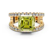 Solitaire Engagement Ring Setting for Fancy Yellow Asscher Cut Center with Wide-Open Split Shank and Prong Head in Yellow Gold