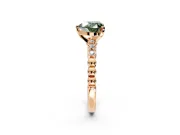 Solitaire Engagement Ring Setting for Fancy Green Heart-Shaped Center with Bezel-Dot Beaded Band and Prong Head in Rose Gold