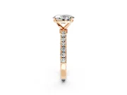 Open Basket Engagement Ring Setting for Oval Center with Pave Band and Prong Head in Rose Gold