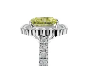 Milgrain Floral Halo Engagement Ring Setting for Fancy Yellow Radiant Cut Center with Pave Band and Prong Head in Sterling Silver