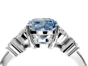 Floral Engagement Ring Setting for Fancy Blue Cushion Cut Center with Marquise Cluster Shoulders and Prong Head in Sterling Silver