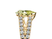 Solitaire Engagement Ring Setting for Fancy Yellow Pear-Shaped Center with Pave Split Shank and Prong Head in Yellow Gold
