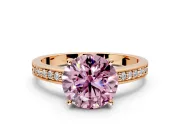 Solitaire Engagement Ring Setting for Fancy Pink Round Cut Center with Channel-Set Accent Band and Prong Head in Rose Gold