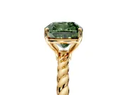 Solitaire Engagement Ring Setting for Fancy Green Cushion Cut Center with Plain Twisted Rope Band and Prong Head in Yellow Gold