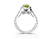 Solitaire Engagement Ring Setting for Fancy Yellow Radiant Cut Center with Pave Cathedral Shoulders and Prong Head in Platinum