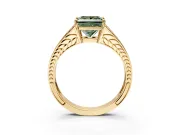 Split Shank Engagement Ring Setting for Fancy Green Princess Cut Center with Pave Split Shank and Prong Head in Yellow Gold