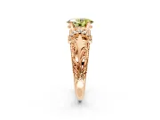 Solitaire Engagement Ring Setting for Fancy Yellow Oval Center with Filigree Accent Basket and Prong Head in Rose Gold