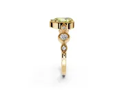 Vintage Station Engagement Ring Setting for Fancy Yellow Pear-Shaped Center with Accents and Prong Head in Yellow Gold