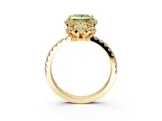 Halo Engagement Ring Setting for Fancy Yellow Princess Cut Center with Openwork Halo, Pave Band and Prong Head in Yellow Gold