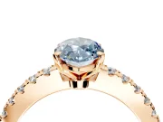 Solitaire Engagement Ring Setting for Fancy Blue Marquise Center with Single Row Accent Band and Prong Head in Rose Gold