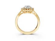 Starburst Halo Engagement Ring Setting for Oval Center with Flat Cathedral Band and Prong Head in Yellow Gold