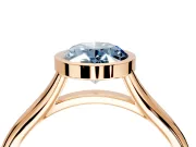 Solitaire Engagement Ring Setting for Fancy Blue Oval Center with V Split Shank and Bezel Head in Rose Gold