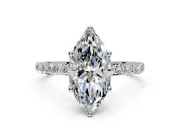 Solitaire Engagement Ring Setting for Marquise Center with Fine Pave Accents and Prong Head in Platinum