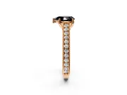 Solitaire Engagement Ring Setting for Fancy Black Pear-Shaped Center with Engraved Pave Band and Prong Head in Rose Gold