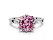 Solitaire Engagement Ring Setting for Fancy Pink Cushion Cut Center with Plain Split Shank and Prong Head in White Gold