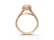 Solitaire Engagement Ring Setting for Pear-Shaped Center with Accented Split Shank and Prong Head in Rose Gold