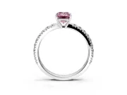 Solitaire Engagement Ring Setting for Fancy Pink Emerald Cut Center with Large Accent Band and Prong Head in Platinum