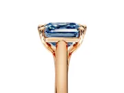 Solitaire Engagement Ring Setting for Fancy Blue Asscher Cut Center with Cathedral Band and Prong Head in Rose Gold