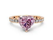 Solitaire Engagement Ring Setting for Fancy Pink Heart-Shaped Center with Large Accents and Prong Head in Rose Gold