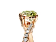 Solitaire Engagement Ring Setting for Fancy Yellow Heart-Shaped Center with Half-Pave Crossover Band and Prong Head in Rose Gold