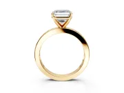 Solitaire Engagement Ring Setting for Asscher Cut Center with Channel Baguette Band and Prong Head in Yellow Gold