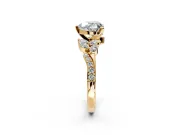Solitaire Engagement Ring Setting for Heart-Shaped Center with Marquise Accent Twist Band and Prong Head in Yellow Gold