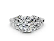 Leaf Cluster Engagement Ring Setting for Round Cut Center with Marquise Accents and Prong Head in Platinum