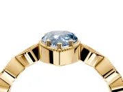Vintage Station Engagement Ring Setting for Fancy Blue Pear-Shaped Center with Accents and Prong Head in Yellow Gold