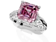 Solitaire Engagement Ring Setting for Fancy Pink Asscher Cut Center with Filigree Accent Basket and Prong Head in Sterling Silver