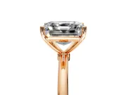 Solitaire Engagement Ring Setting for Asscher Cut Center with Straight Thin Band and Prong Head in Rose Gold