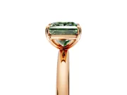 Low-Set Solitaire Engagement Ring Setting for Fancy Green Princess Cut Center with Thin Plain Band and Prong Head in Rose Gold