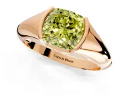 Tension Engagement Ring Setting for Fancy Yellow Cushion Cut Center with Wide Tapered Band and Tension Head in Rose Gold