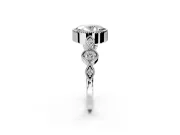 Vintage Station Engagement Ring Setting for Oval Center with Accents and Prong Head in Platinum