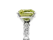 Solitaire Engagement Ring Setting for Fancy Yellow Asscher Cut Center with Bezel-Dot Beaded Band and Prong Head in Sterling Silver