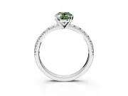 Solitaire Engagement Ring Setting for Fancy Green Oval Center with Large Accents and Prong Head in Sterling Silver